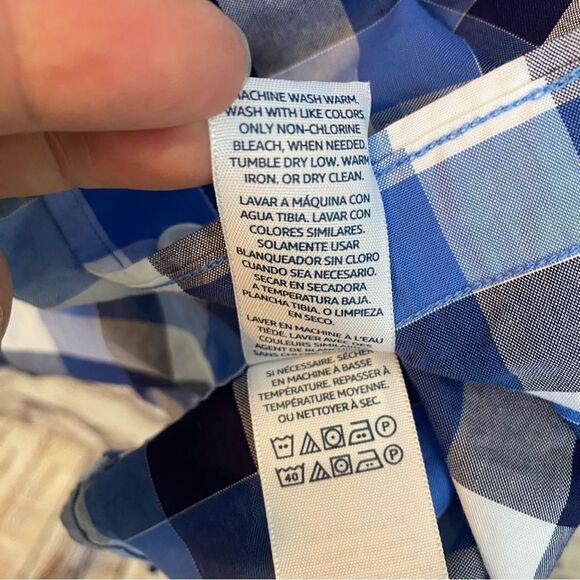 Buttoned Down Plaid Blue White Long Sleeve Button Down Supima Cotton Medium - Picture 4 of 6